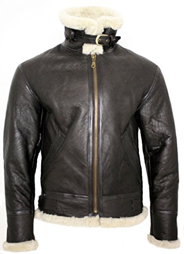 Men's Cream B3 Shearling Sheepskin World War 2 Bomber Leather Flying Aviator Jacket3