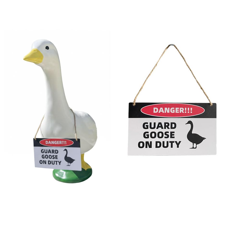 ZANOLY Goose Outfit,Porch Goose Outfits,Lawn Goose Statue Costume for 17"/23" Cement Plastic Goose Duck Decorations,with a Danger Warning Sign(Danger Sign)