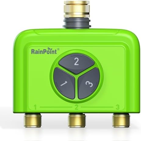 RAINPOINT Bewässerungscomputer WLAN 3 Ausgänge ohne Gateway, Kompatibel mit HWG023/HWG040, IP65 Garten Bewässerungssteuerung mit Messingeinlass