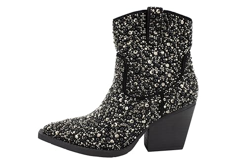 Very G Women’s Kady Pearl Boots | Cowboy Boot for Women with Glitter Accents | Durable, Comfortable, Stylish Shiny Ankle Booties with 3 1/4" Chunky Heel for Special Occasions and Everyday Chic2