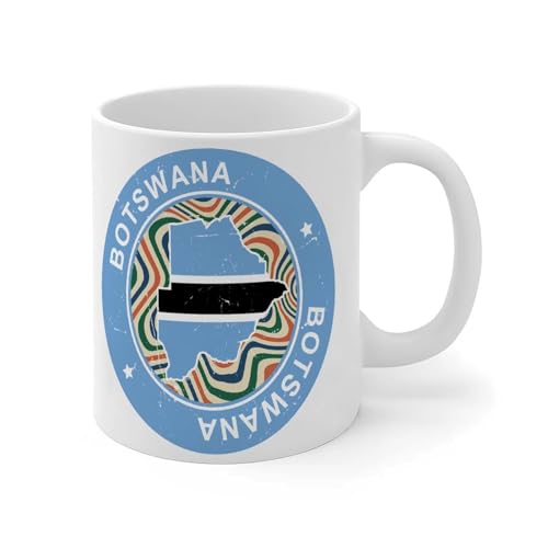 Tasses à café amusantes du Botswana - Tasses à café élégantes en céramique - Cadeau pour maman, adultes, famille, personnes âgées, 325 ml - Blanc