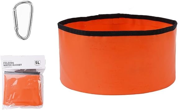 Collapsible Wash Basin, Portable Camping Bucket, Foldable Water Container, Lightweight Hiking Sink, Outdoor Dish Pan, Travel Foot Soak Tub, Compact(Blue+Carabiner)