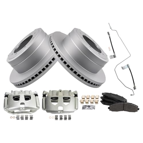 Image of TRQ Brake Pad & Rotor Kit Semi-Metallic Compatible with 2017-2019 Ford F-350 Super Duty