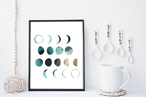 Watercolor moon phases wall art print poster - unframed