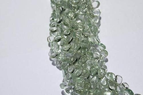 Green Amethyst Pear, Plain Beads Amethyst Green Beads Briolettes, 6 to 8 mm Approx, 10" Inches Full Strand Wholesale Price