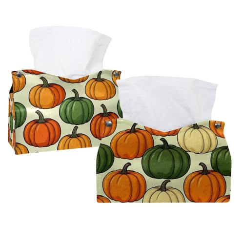 Boîte à mouchoirs en cuir Helloween Pumkins_108 idéale pour l'habitacle de voiture et la maison - 2