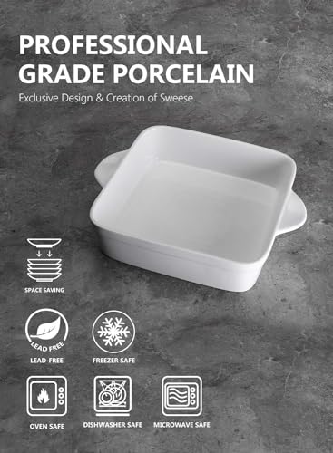 Sweese SQUARE BAKER-8 INCH-DOUBLE HANDLE-WHITE 8X8 Inch Square Porcelain Baking Dish thumb #2