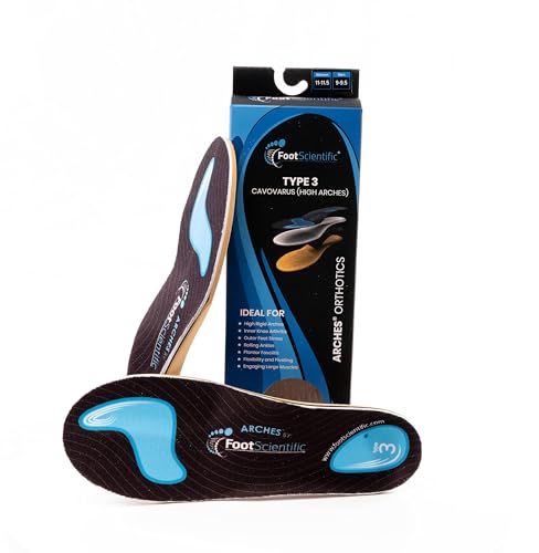 Arches Insoles Type 3 - Supination/High Arch, Orthotic Shoe Insoles (M6-6.5/ W8-8.5)