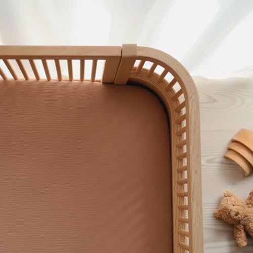 Image of Crib Sheets - Organic Cotton Muslin Fitted Crib Sheet - Standard Size for Baby Boy and Baby Girl 28 inch x 52 inch Ultra-Soft and Breathable. (Natural)