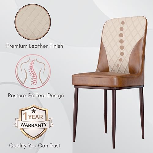 Image of Jewel Premium Velvet Dining Chair with Strong Metal Legs, Cushioned Seat, Chair for Dining, Living Room, Bedroom & Balcony (Saddle Cream)