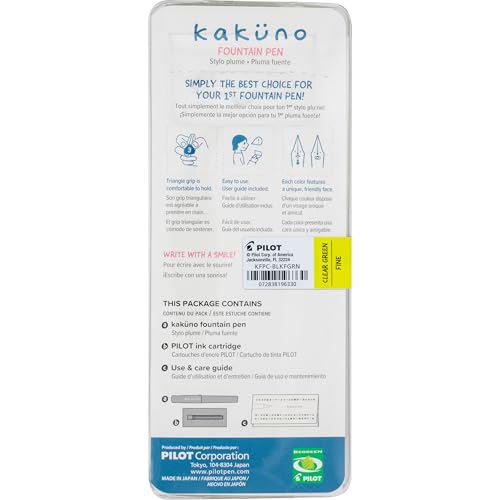 Image of PILOT Kakuno Fountain Pen, Translucent Green Barrel, Fine Nib