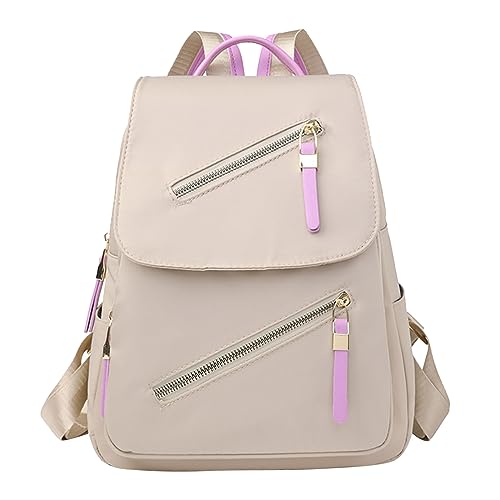 Sac à bandoulière en nylon uni pour femme à grande capacité avec fermeture éclair au dos