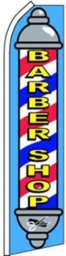 Swooper Flutter Feather Flag Barber Shop Scissor Blue Yellow Grey