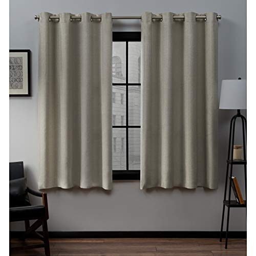 Exclusive Home Curtains Grommet Top Window Curtain Panel Pair, Polyester, Natural, 63" Length, W 54" x L 63" (2 Panels)