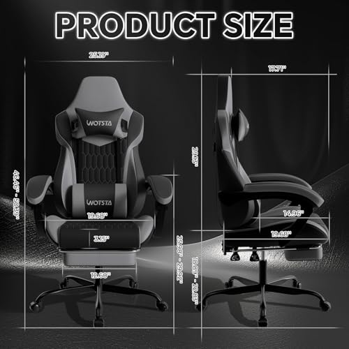 image for WOTSTA Gaming Chair with Footrest, High Back Gaming Chairs PVC Leather