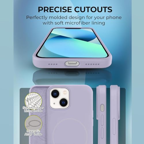 Image of iPhone 13 Silicone Magsafe Case | Shock Proof Design & Camera Protection | Premium Rubberised Apple iPhone 13 Cover (Microfiber Lining) | Magnetic Liquid Silicone - Purple