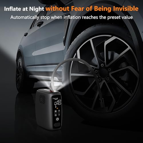 PESEIL-Tire-Inflator-Portable-Air-Compressor-28-Cylinders-12V-Air-Compressor-140W-Auto-Shut-Off-with-LED-Light-150psi-Pump-Portable-Air-Compressor-for-Car-Tires-Bicycle-Moto-Ball-etc