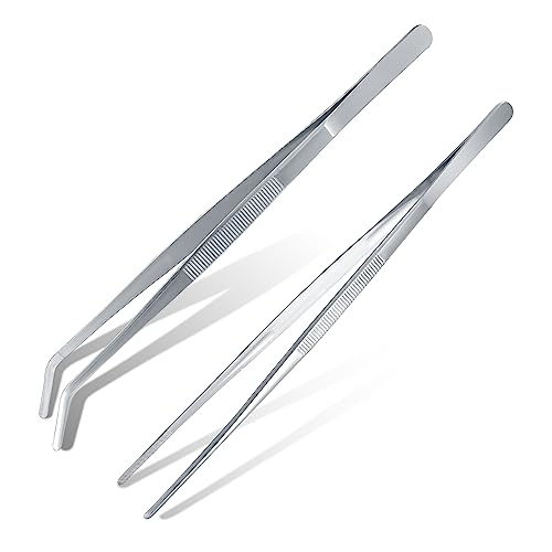 2 Stk Küchenpinzette, 30cm Kochpinzette, Grillpinzette Edelstahl, Gebogene...