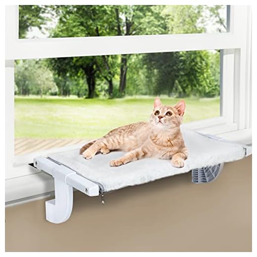Zoratoo Window Sill Mount Cat Perch for Indoor Cats, One-Step Sliding Clamping Slot Adjustment Cat Hammock with Removable Two Fabrics Covers, No Suction Cups Cat Bed for Windowsill & Bedside (Medium)