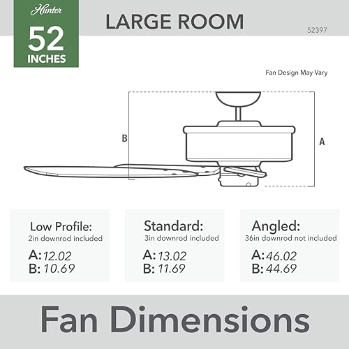 Image of Hunter Newsome, Indoor, Ceiling Fan, No Light, Quiet, 52 inch, Matte Black
