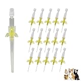 Moduzila Veterinary IV Catheter Needles, Sterile Pet Catheter Needles with Butterfly Shaped Wings for Dog Cat Small Animals, 24G 10pcs Yellow