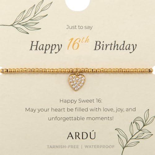 Ardú Happy Birthday Bracelet| Beaded Stainless Steel Bracelet with Heart Charm, Non-Tarnish & Sweatproof | Jewelry Gift for Cousin, Friend & Sister