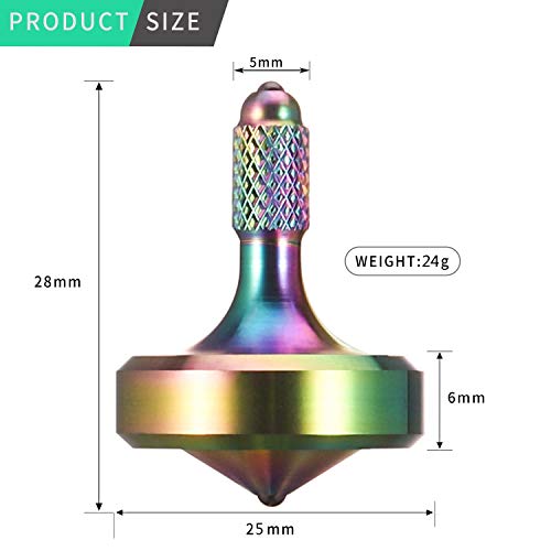CHEETOP Exquisite Metal Spinning Top, Nicely Machined Stainless Steel Desk Toy, Perfect Balance Spin Time for Over 8 Mins, Waste Time Efficiently, Easy to Work (Medium Diameter 25mm, Iridescent) - Thumbnail 2