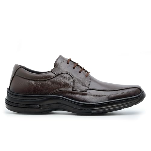 Sapato Social Masculino Clássico Couro Legítimo Conforto 5020 (39, Marrom)