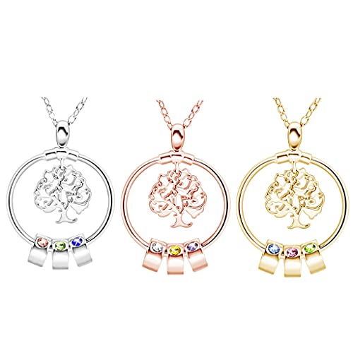 XUANSE Pendant Necklace, Hollow Out Wishing Tree Clavicle Chain for Women Peronslized Tree ofLife Necklace Pendant Chain Engraved Name Gift-Silver