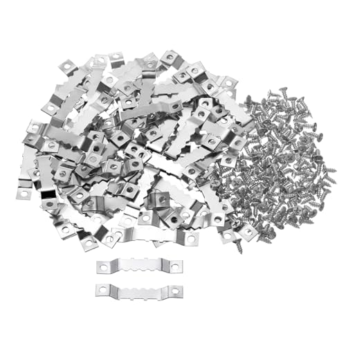 Image of uxcell 80pcs Saw Tooth Picture Hangers with 160pcs Screws, Picture Frames Picture Hangers with Screws for Hanging Clock Paintings Artwork Picture Frame Hook Photos (Silver)