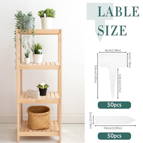 Pflanzenschilder, Plastik Pflanzenschilder zum beschriften, Wetterfest T-Form Beschriften Stecketiketten für Draussen,Garten Pflanzenmarker, Saatgut Beschriftungsschilder (100 Weiß - 2 Stil)