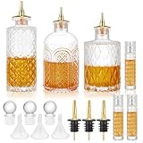 Teenyyou 6 Pcs Bitters Bottle Set Include 3 Sizes Bitter Bottles for Cocktails Glass Dasher Bottles with Dash Tops 3 Glass 1oz Cocktail Atomizer for Home Bar Bartender