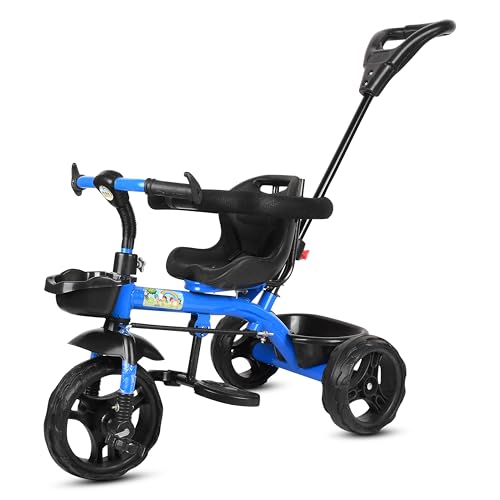 Image of Tricycle 1 Years to 5 Years with Removable Safety Guard and Parental Control Back Side Push Handle with Rubber Tyre for Kid's CR07 (Blue 5)