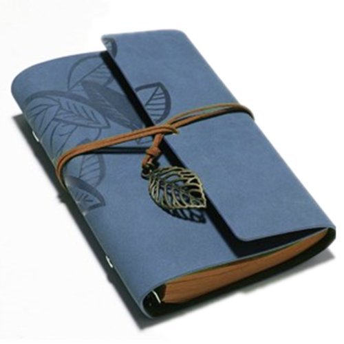 Saitec ®Hot New Vintage String Leaf Classic Leather Notebook Diary Journal Daily Planner Retro Note Book 180 Blank Pages Blue