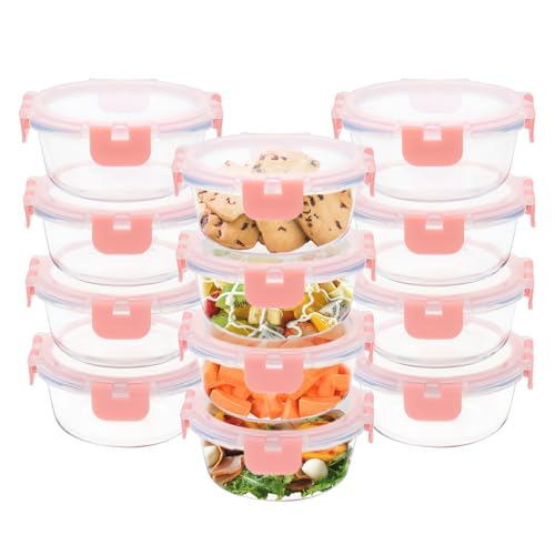 Image of GULFLIN 12 Pack 13oz Small Glass Food Storage Containers with Lids Airtight, Leak-Proof Round Meal Prep Containers Set, Freezer to Microwave Safe, Dishwasher Safe