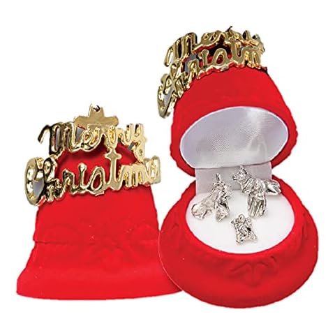 Miniature Nativity Metal Figures in Bell/Merry Box Christmas Decoration Cover