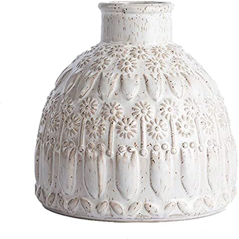 ALLEY Ceramic vase White Pottery Flower Vase, Decorative Vase Home Decor Living Room Office Place Settings (White-A)