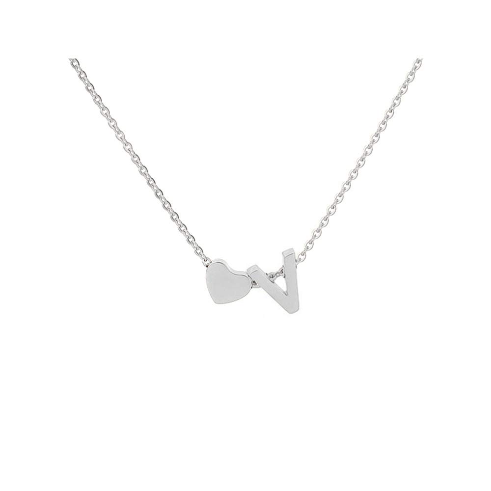 Tiny Gold Silver Love Heart Initial Necklace Personalized Dainty Letter Necklace Name Jewelry for Women Teen Girls Valentine's Day Gift