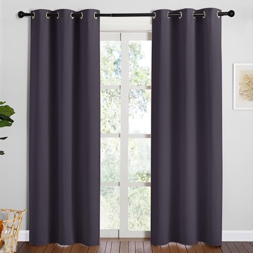 Image of NICETOWN Greyish Purple Blackout Curtains 84 inches Length for Dining Room, 2 Panels, 34 inch Wide, Thermal Insulated Long Drapes for Window