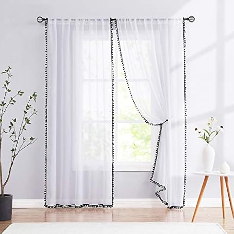 Treatmentex Sheer Curtains with Pom Poms Cover