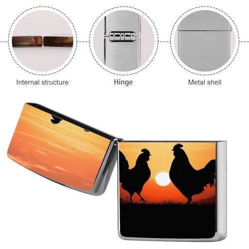 Funda para Encendedor Animal Gallinas, Metal miniatura 5