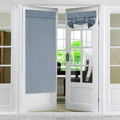Flamingo P Tricia Door Panel Curtain Blackout Rod Pocket Single French Door Curtain, Full Privacy Thermal Insulated Window Treatment Curtain Panel Drapes, 1 Panel, 26 x 68 Inches, Stone Blue
