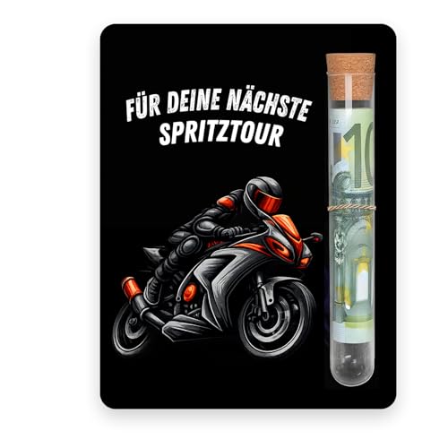 Geldgeschenk Verpackung Motorrad mit Reagenzglas aus Holz 10 x 13 cm Geldgeschenke für Motorradfahrer Motorrad Geschenke für Männer Geschenk für Biker Geburtstag Jugendweihe Geschenke für Jungen