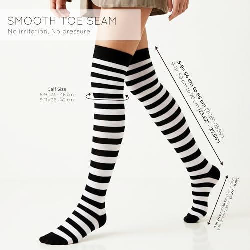 Image of Mysocks Unisex Over the Knee Socks | Stripe Design| Combed Cotton| Hand Linked Toe | Soft Latex Band