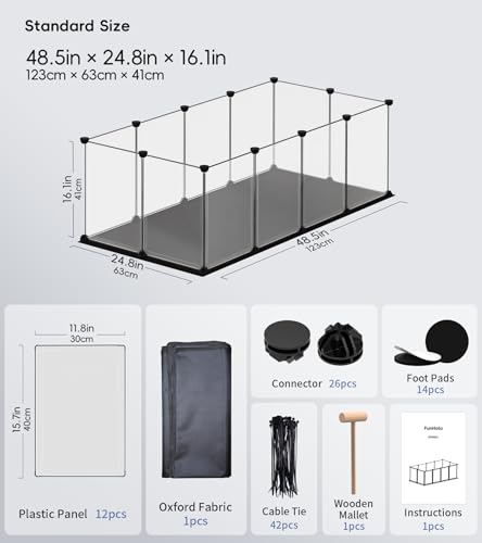 FunHola Cercadinho para pequenos animais, gaiolas para porquinhos-da-índia com tapete à prova d'águ