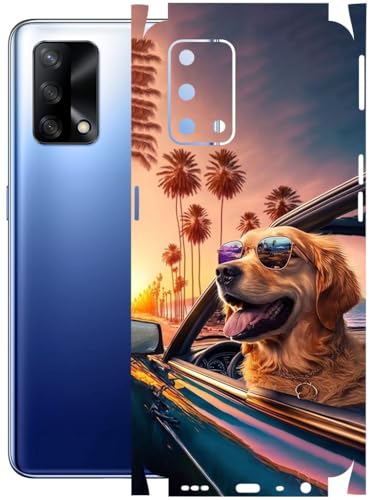 Image of AtOdds - Full Body Back Screen Guard Protector Film - Lamination Wrap Skin Sticker Compatible with Oppo F19 | Scratchproof Matte Finish (Happy Doggo)