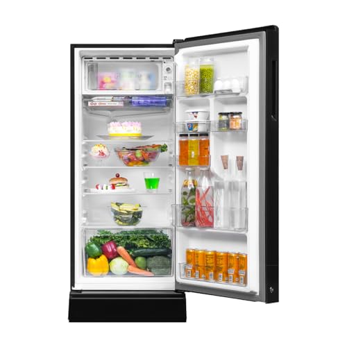 Image of Haier 190L 3 Star Direct Cool Single Door Refrigerator|Premium Glass Finish|3 Toughened Glass Shelves|Large Veg Box|1 Hour Icing Technology|Easy Clean Back (HRD-2103PSG-P, Spiral Glass, Base Stand)