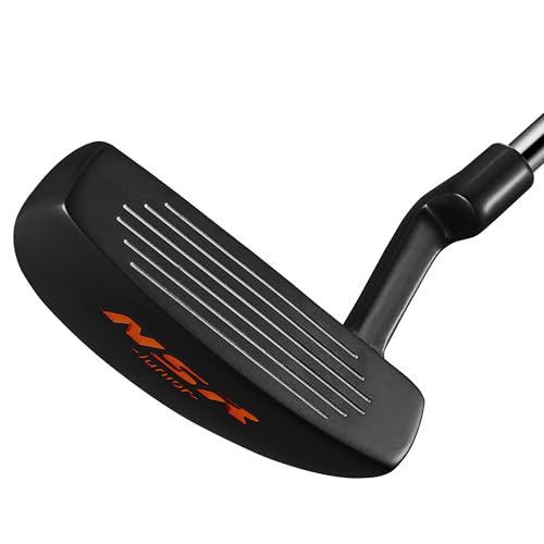 PGM Kids Junior Putter Golf Club Right Handed Soft Grip Putter with Alignment line for Age 8-12 Black Orange