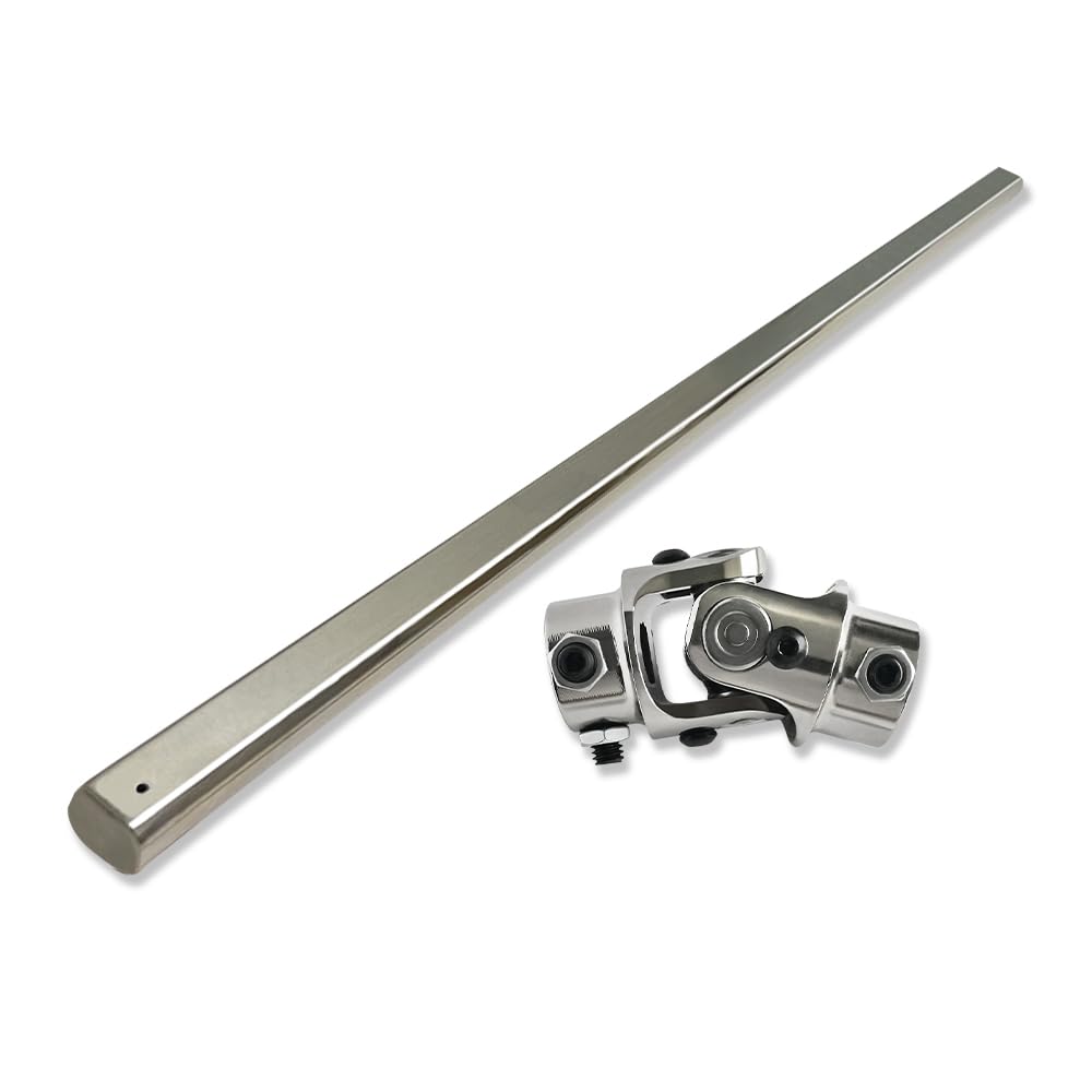 Chrome 22" Steering Shaft & 3/4" DD x 13/16"-36 Spline Universal U Joint Kit