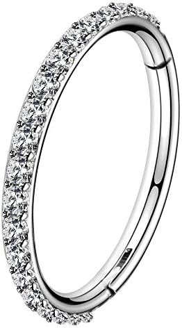 OUFER 16G 14G 6/8/10/12mm Cartilage Earring Hoop Stainless Steel CZ Line Helix Earring Hoop Daith Earring Piercings Jewellery